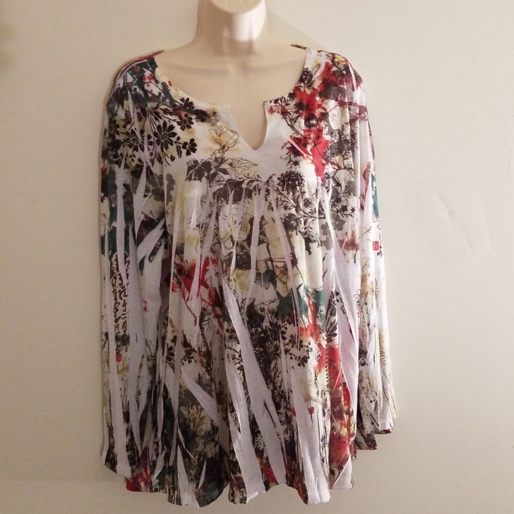 Casual freedom women's multicolor 1xl blouse
